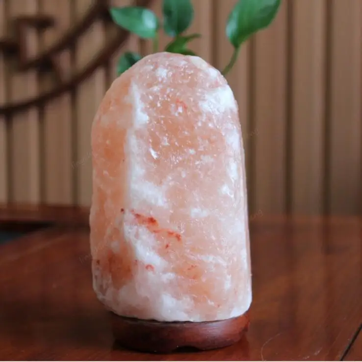Natural Crystal Rock Himalayan Salt Lamp Rose Salt Lamp 1-35kg Wooden Base Decoration