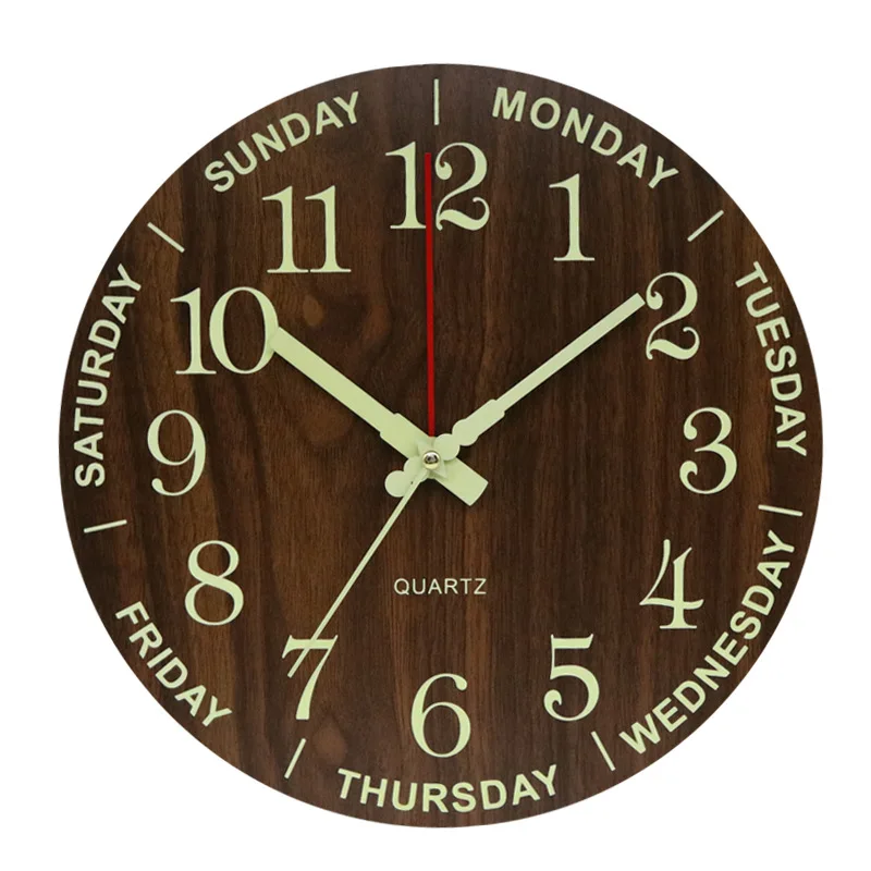 Minimalist Creative Wall Clock Luminous Digital Circular Plastic Clock with Antique Style for Living Room