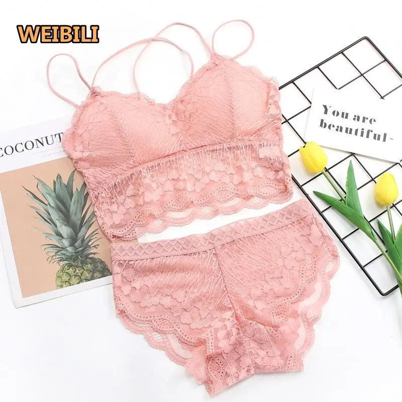 Sexy Full Lace Bra Underwear For Women 2 Piece Bra and Panty Set Push Up Nylon Saxy XXX Sexy Girls Sexy Bra Pant Set
