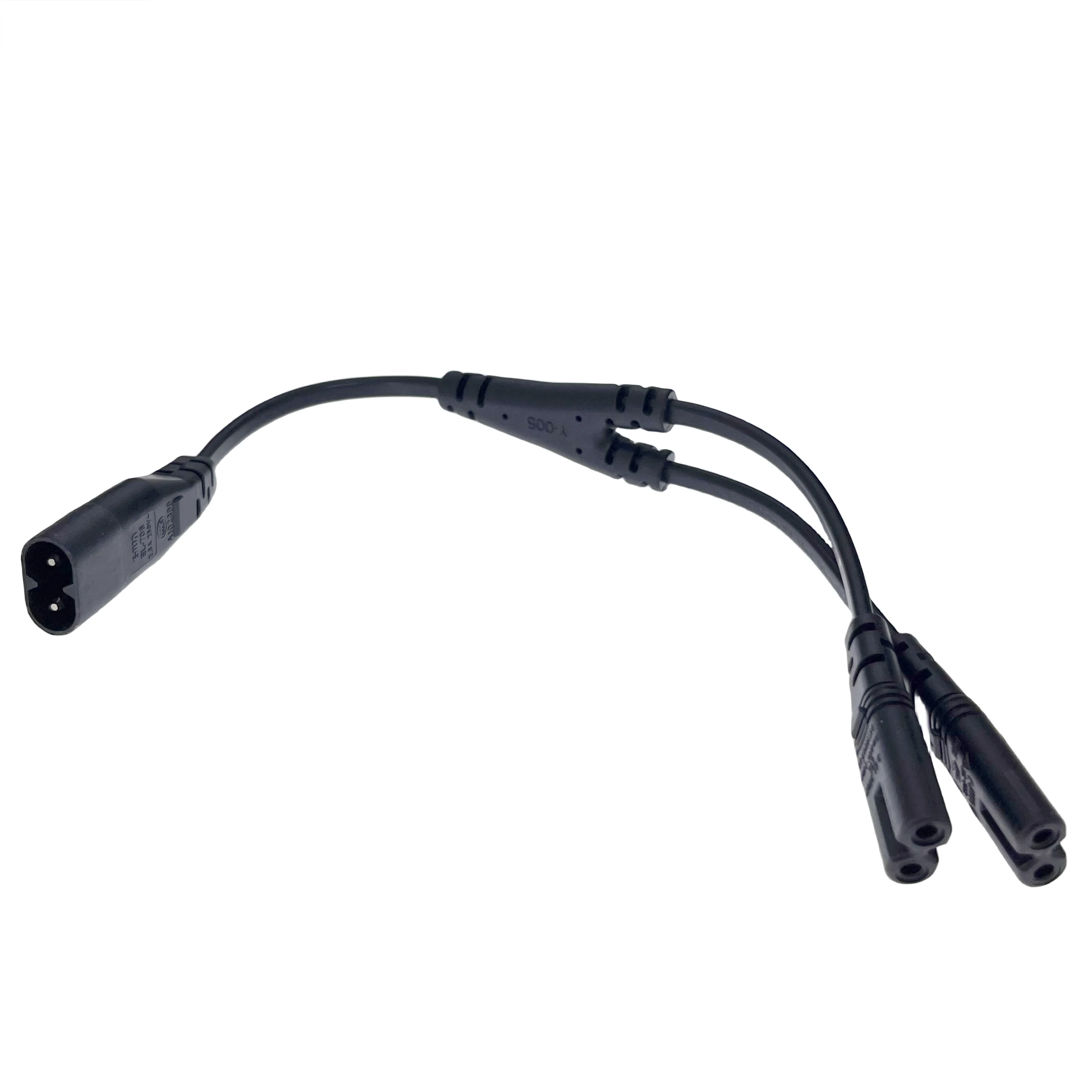 2 Ways C7 to C8 power cable with 0.28m 10A250V female to male two jack extension power cord Current separator cable