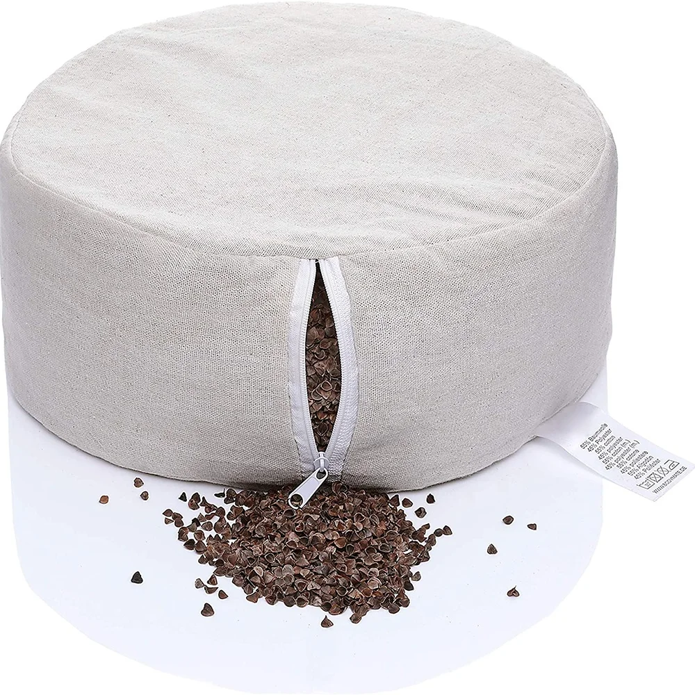 high quality buckwheat filled zafu yoga meditation round floor cushion