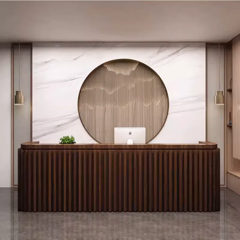 USA CA UK AU GER Local Stock Modern Hotel Wooden Boutique Cashier Reception Counter Design