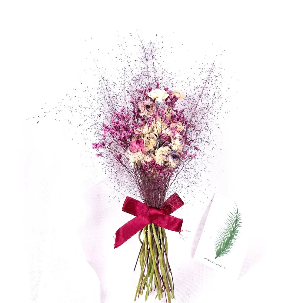 wholesale preserved pufs anthurium plam spear marigold garland indian wedding dried flowers bouquet