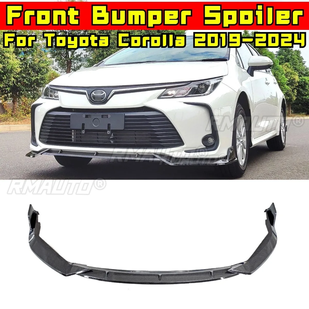 For Toyota Corolla 2019-2024 Car Front Bumper Lip Splitter Diffuser Body Kit Gloss Black Bumper Protector Modification Part