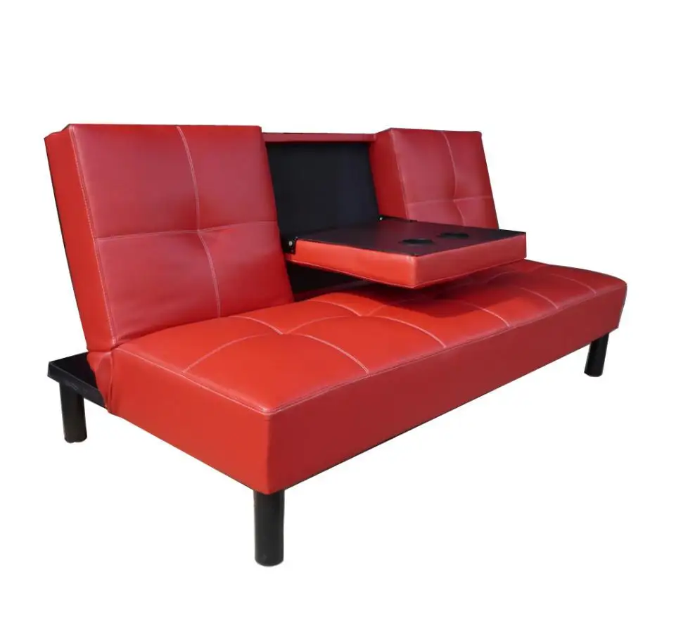 Современный 3-местный кожаный диван-кровать с откидывающейся чашкой