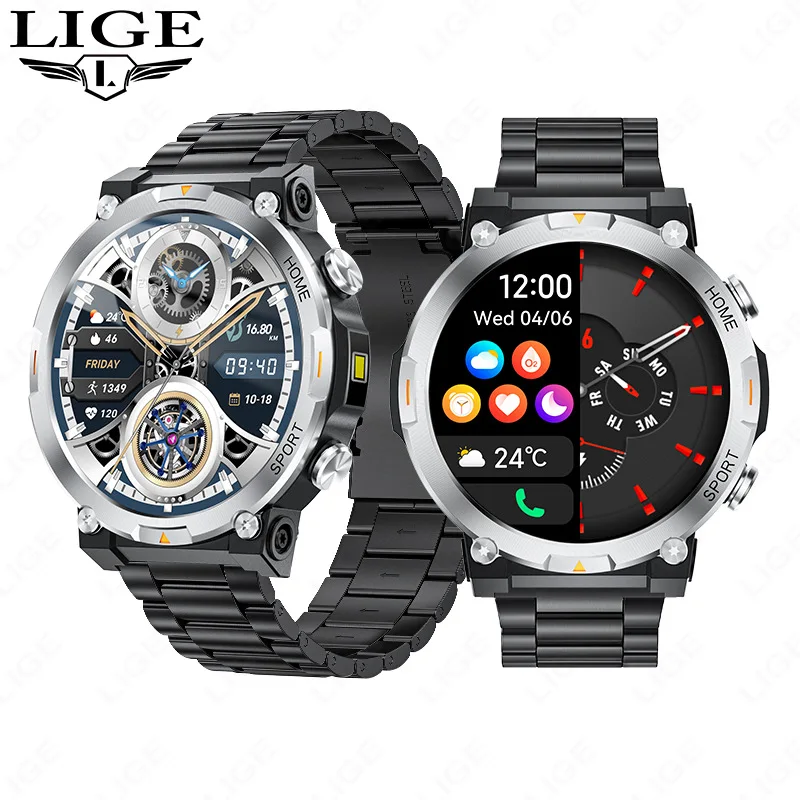 LIGE BW0737 high quality Chinese man smart watch authentic steel Strap bluetooth Motion monitoring in stock summer hand watch