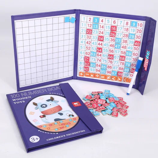 Montessori book model magnetic hundred board number jigsaw arithmetic primary school teaching AIDS for children