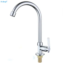 Low price zinc alloy kitchen single cooling vertical hexagonal big bend wash basin sink sink wash basin faucet