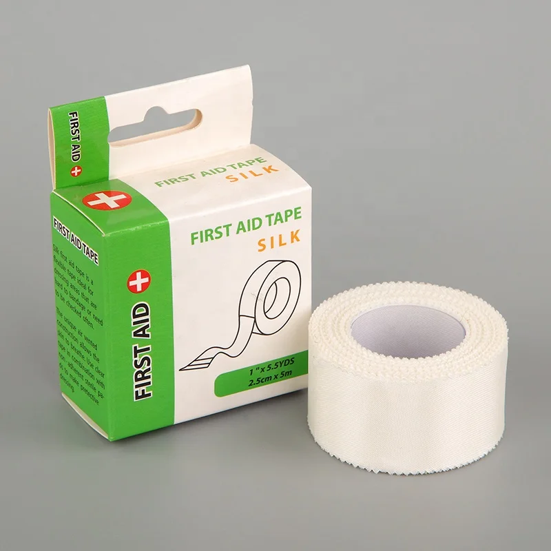 Breathable silk surgical plaster for easy tear medical adhesive silk plaster/skin color silk tape