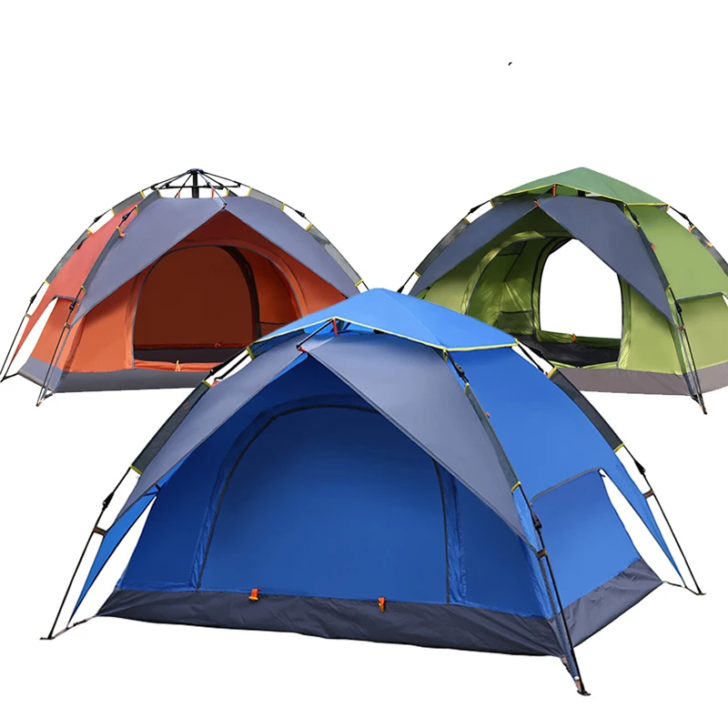 Outdoor Big 1-2 Person Hiking Tent Cheap 170t Polyester Fabric Easy Set Up Silver Coating Automatic Pop Up Tent