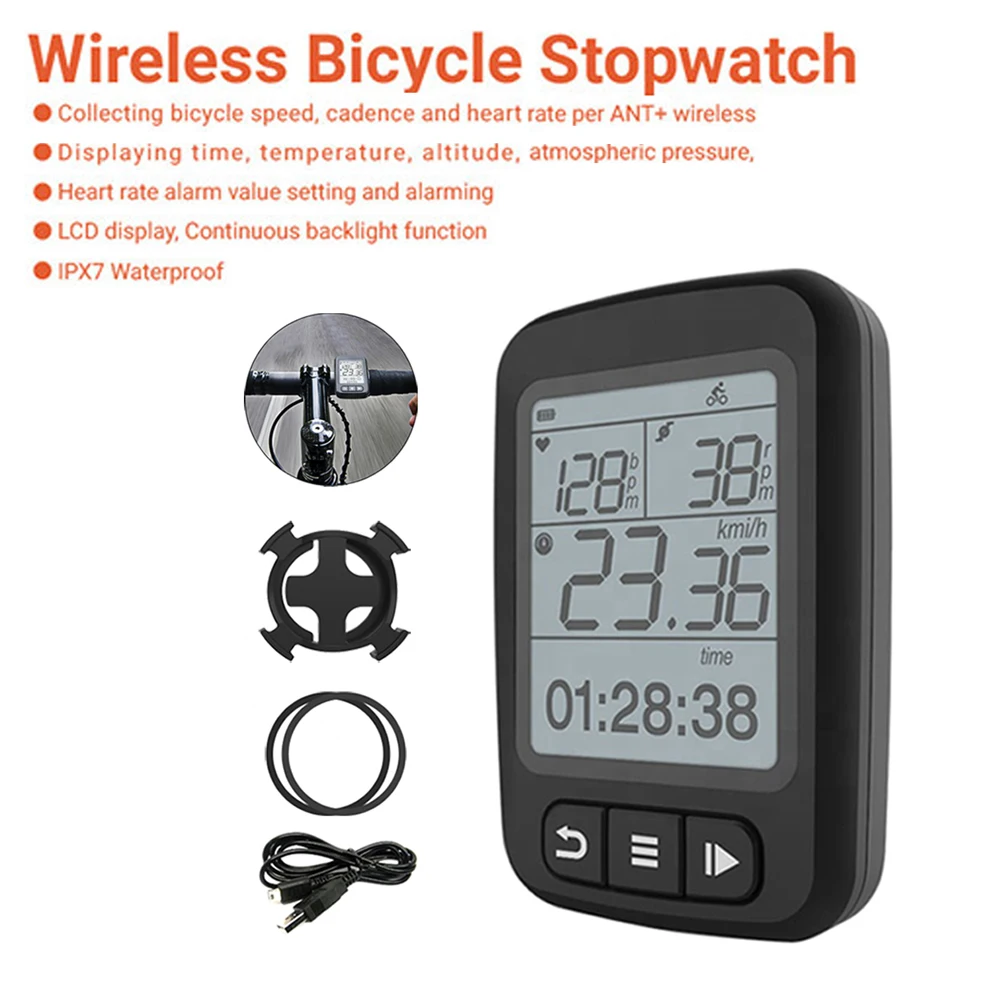 Bicycle Computer Mtb Road Bike Speedometer Cycling Accessories Wired Sensor Stopwatch Cycle Black 1.5 Inch Screen Speed Watch