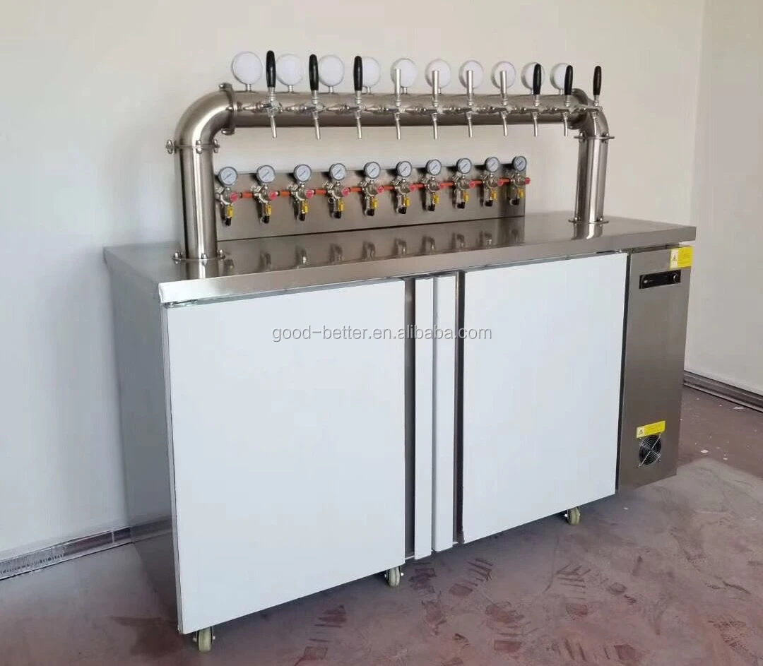 GB103067 stainless steel OEM Beer kegerator with 10 taps beer tower can hold 10pcs 20L keg