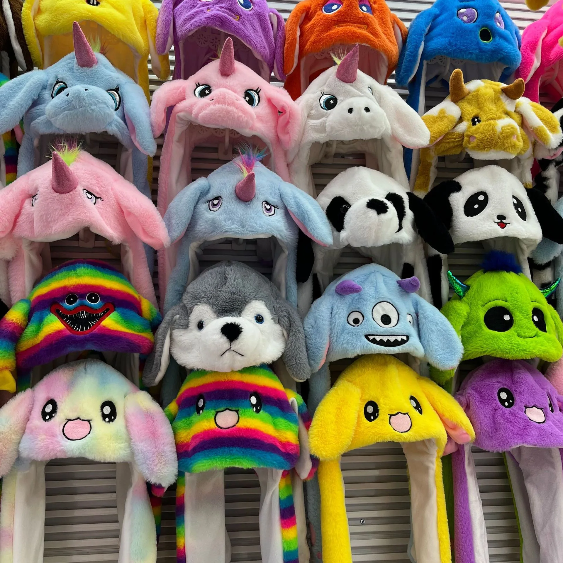 Custom Korea Rabbit Ears Hat Plush Amine Moving Hat Plush Animal Led Light Cartoon Warm Winter Hats