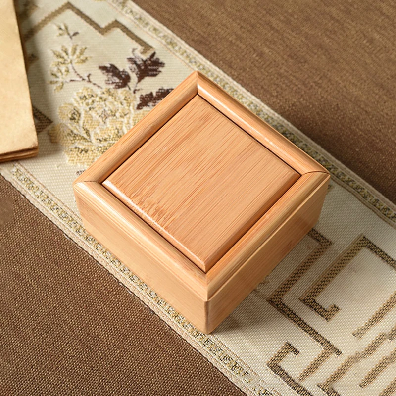 Storage box bamboo varnish finished small gift package box with sliding lid custom logo