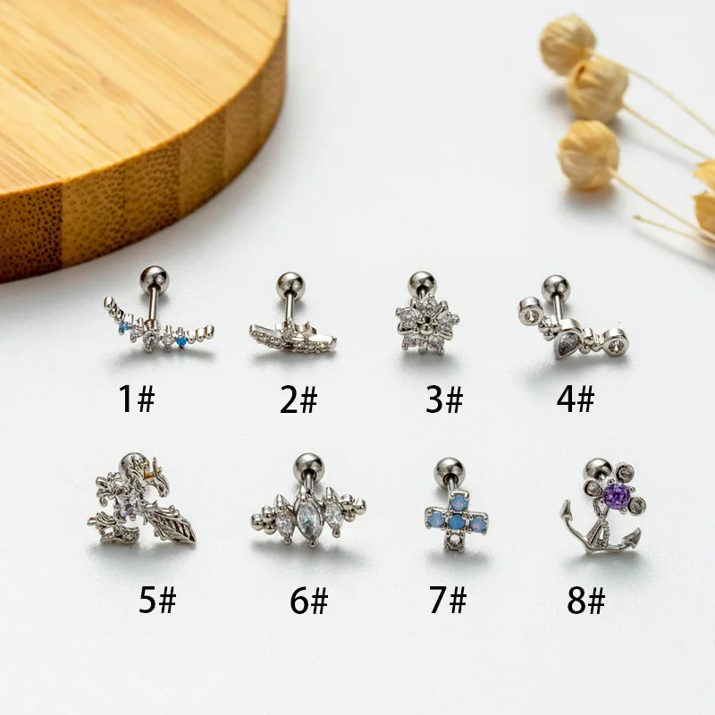 Threadless Push Pin Labret Lip Piercing F136 Ear Cartilage Helix Tragus Stud Body Piercing Ear bone nail earring