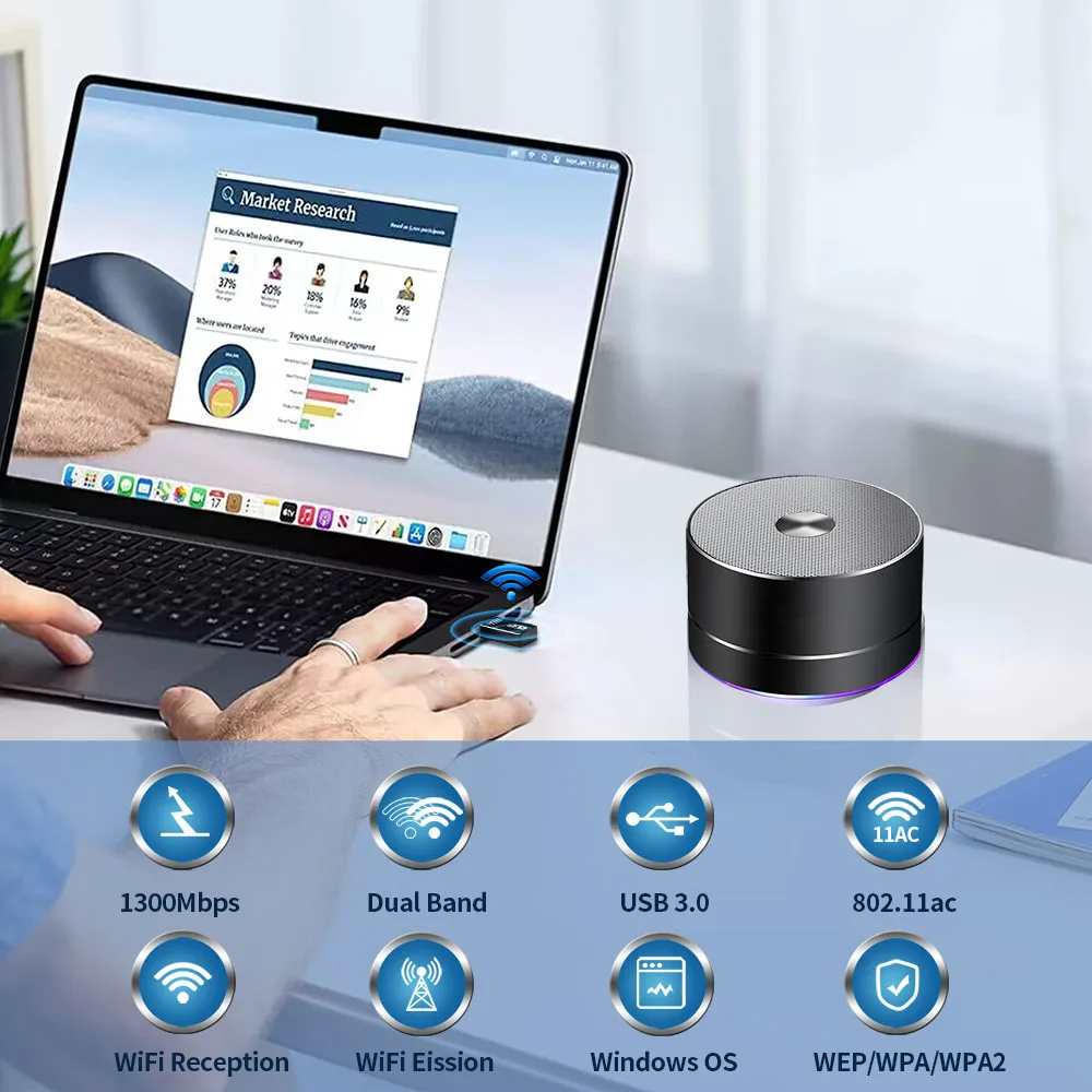 USB Wi-Fi адаптер AC1300 USB 3,0 двухдиапазонный 2,4G/5G Mini 802.11AC беспроводной сетевой адаптер WIFI беспроводной ключ