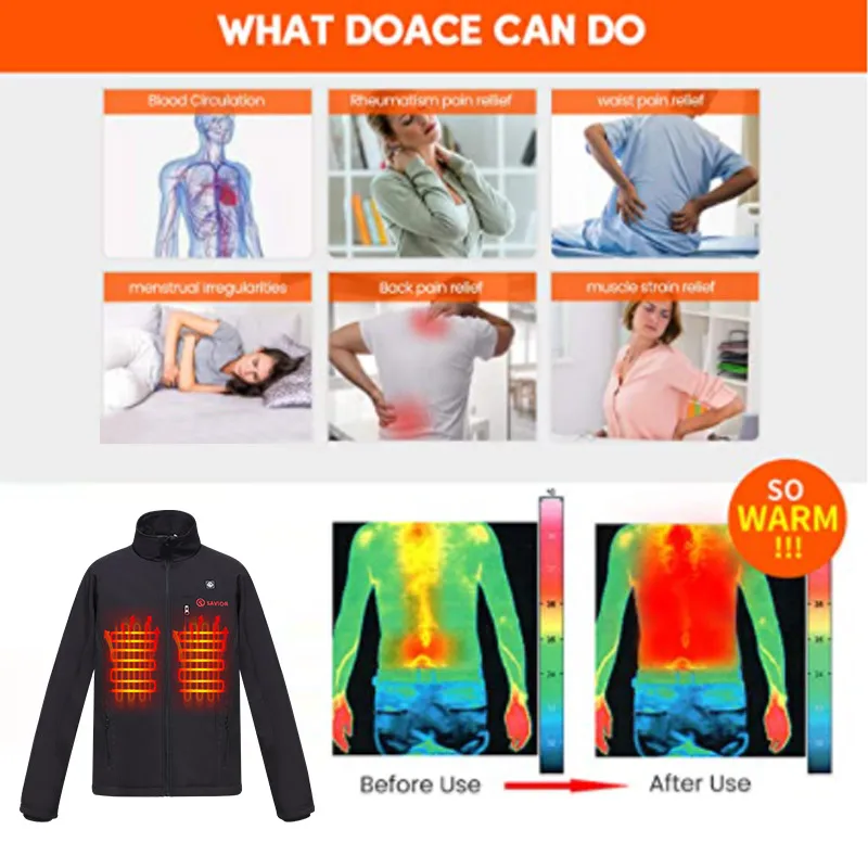 Custom Men Waterproof Breathable Heating Jacket Outdoor Hiking Heated Jacket