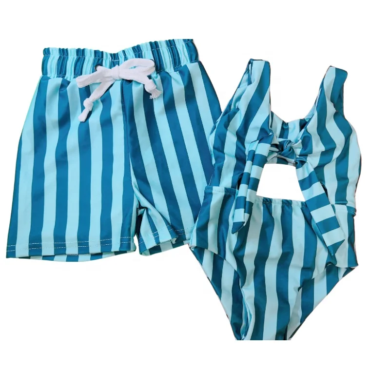 Custom 100% Polyester Boys Designer Swim Shorts Kids OEM Service Support Fully Sublimation Print Quick Dry Shorts
