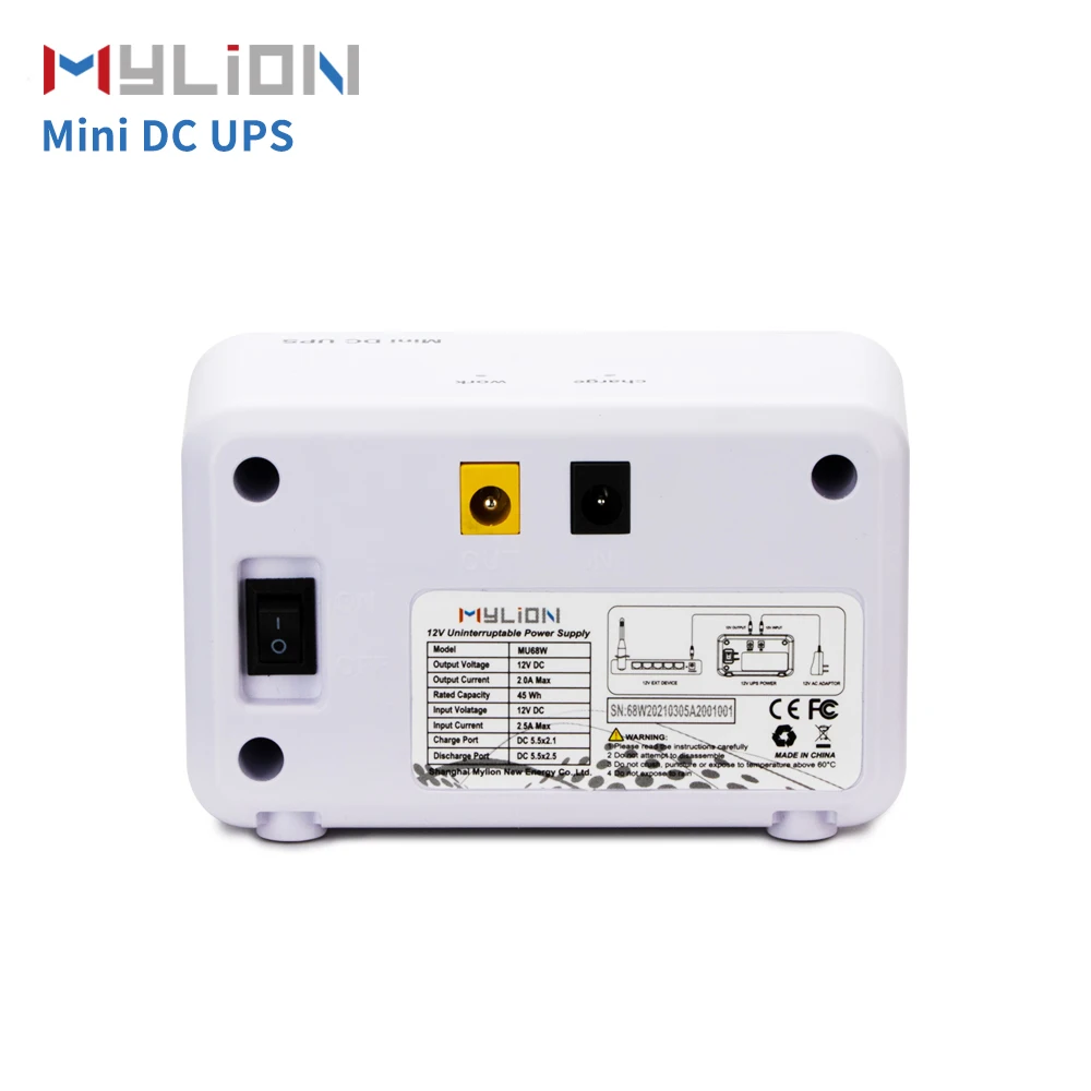 Mylion Mini DC Uninterruptible Power Supply MU68 12V 3A 12000mAh Mini DC UPS Battery Backup Unit for WiFi Router ONT ONU Gateway