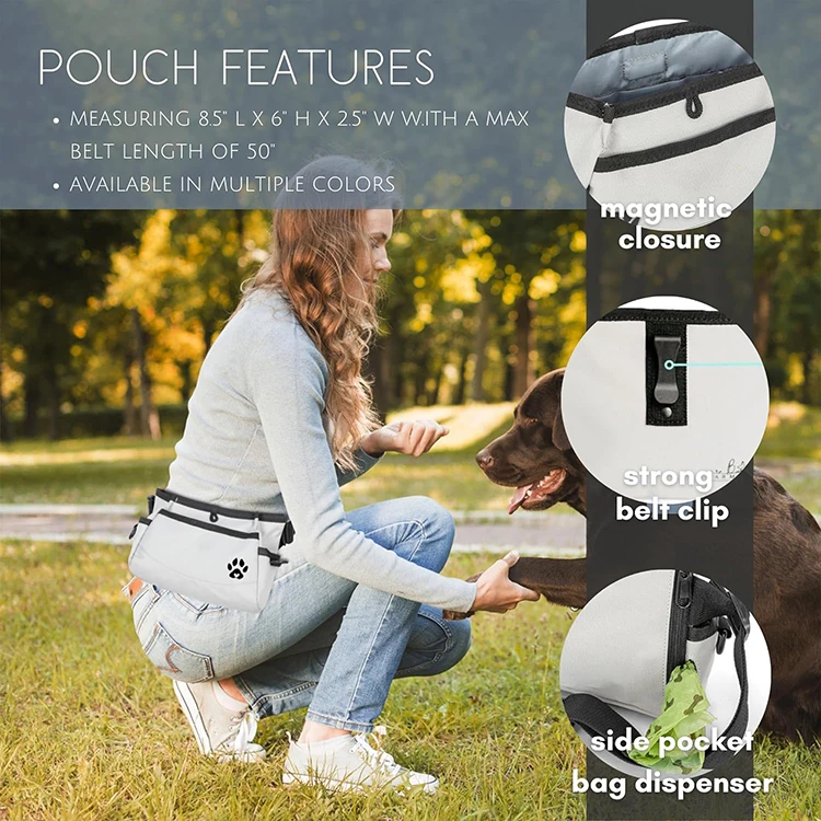 Custom Design high quality and weatherproof personalized luxury Fanny Pack Pet Training bag magnetic closing dog treat pouch