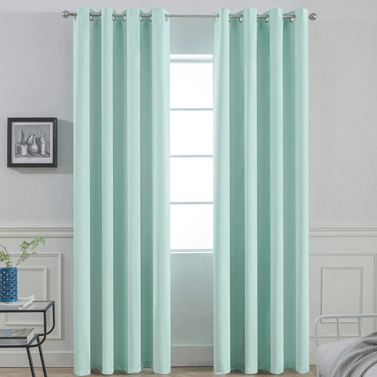 Pure color sunscreen thermal insulation perforated curtain,Modern and simple pure color blackout curtains for bedroom room/