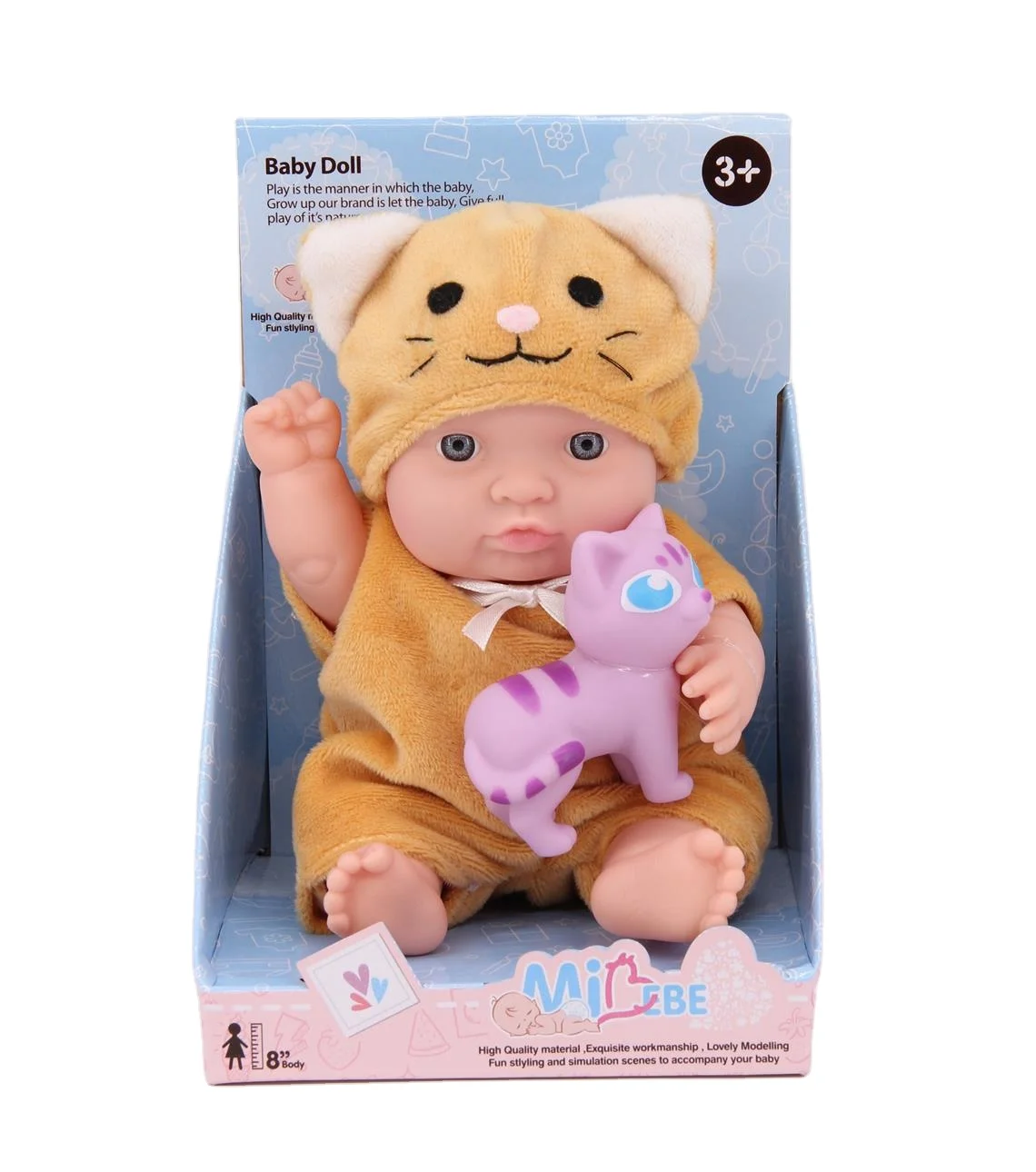 Новинка игрушки wowtopfun куклы 8 дюймов для малышей на все тело твердая силиконовая виниловая кукла-Реборн милые животные с игрушками домашних