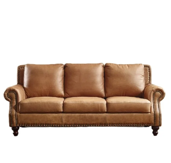 Hotel Lobby wooden handrail sectional furniture leather sofa set luxury villa  furniture for living room