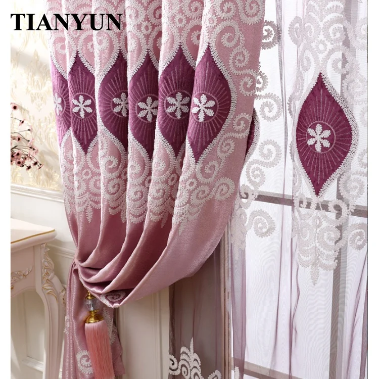 European and American Style Embroidery Warm and Cold Insulating Thermal Abstract Curtains and Bedsheets