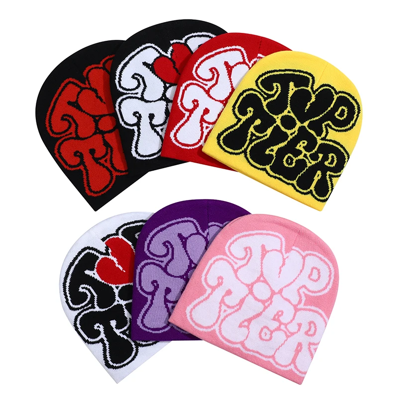 custom winter knitted hat logo printed jacquard beanies