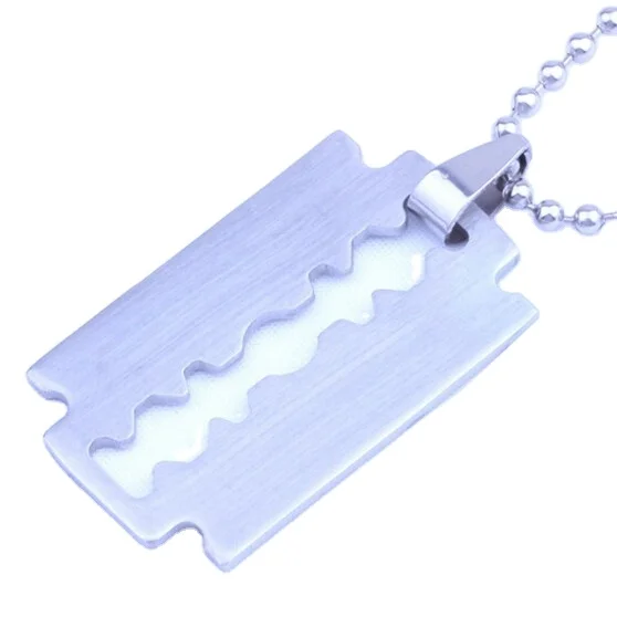 Fashion jewelry Slippy Razor Blades Pendant 316L Stainless Steel Titanium Steel Men Necklaces