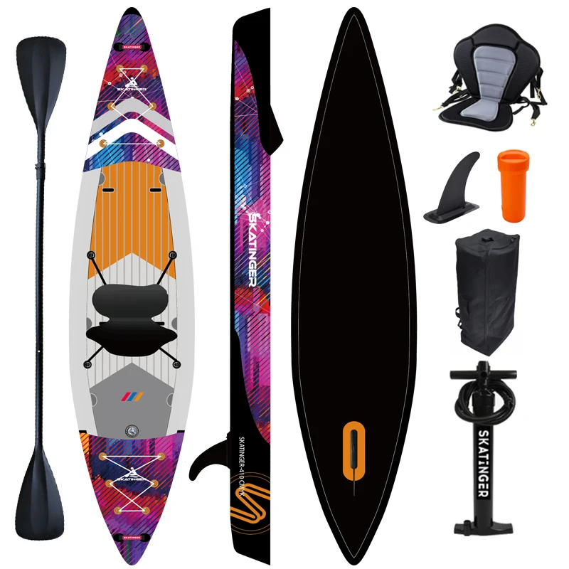 Skatinger 2 Person Full Drop Stitch Hull Inflatable Raft Kayak Inflatable Fishing Kayak for Sale OEM Repair Kayak Boat 3 Pieces