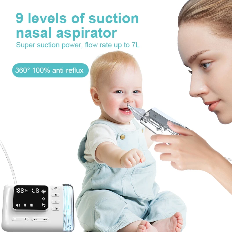 Digital baby nasal aspirator vacuum cleaner electric nose sucker 9 adjustable levels silicone nasal aspirator for baby