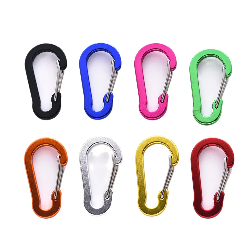 Wholesale 2kn Custom Logo Small Lock Climbing Keychain Snap Hook Safety Heavy Duty Metal Spring Clip Hook Aluminum Carabiner