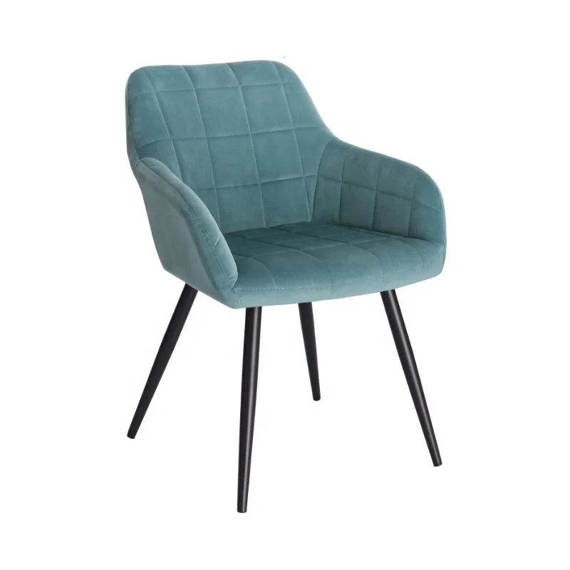 Wholesale Velvet Upholstered Single Armchair Metal Legs Nordic Accent Chairs Furniture Modern Dining Chair
