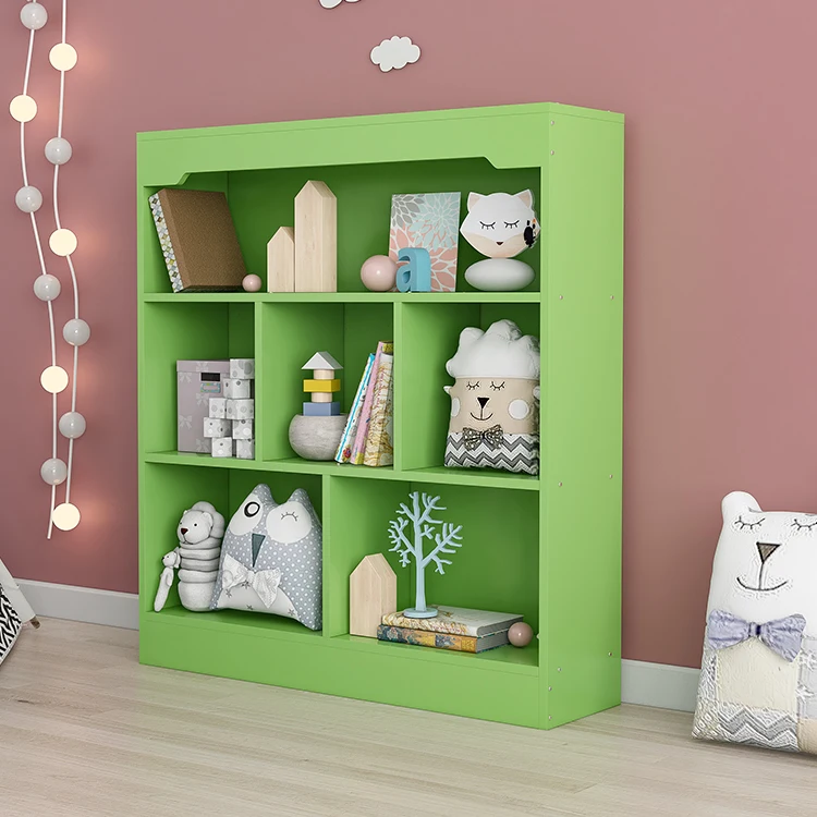 simple rustic book rack cube living furniture shelves wooden bookcases with Environmental protection materials