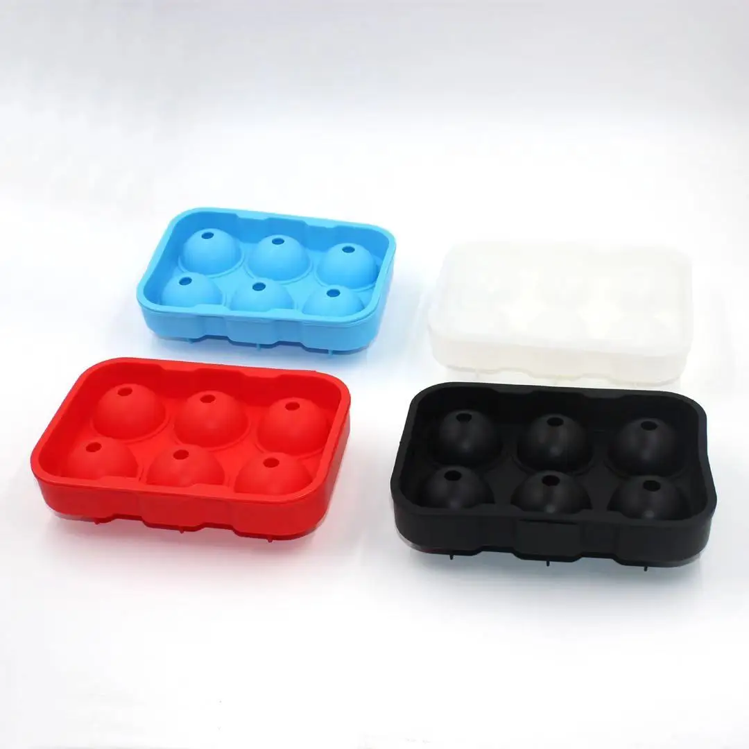 6 Cavity Food Grade Ball Shape Silicone Ice Tray / Silicone Round Shape Ice Cube Tray Mold/Silicone Ice Ball Maker
