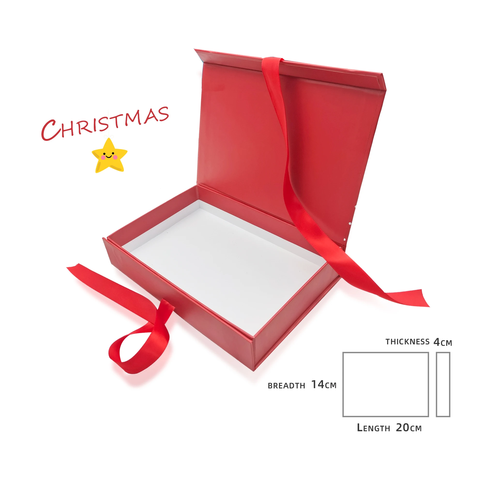 Custom Print Design Cardboard Flip Magnetic Box With Ribbon Present Gift Christmas Box