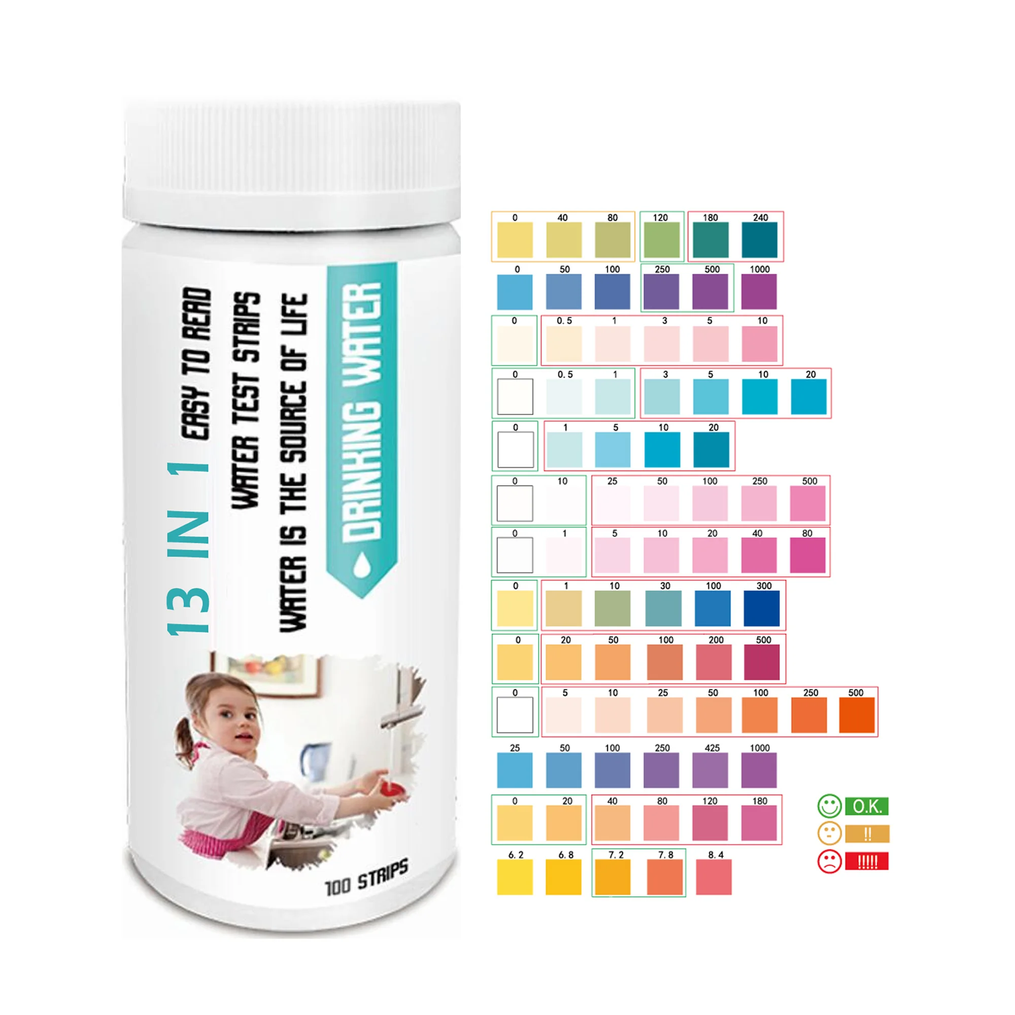 Drinking Water Test Strips 13 in 1 For One Step Test Home Water Hot Tub SPA Water