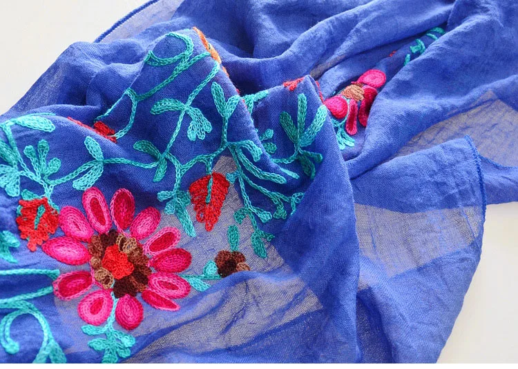 
Wholesale Multifunction Indian Nepal Cotton Embroidery Edge Scarf Shawl For Women 