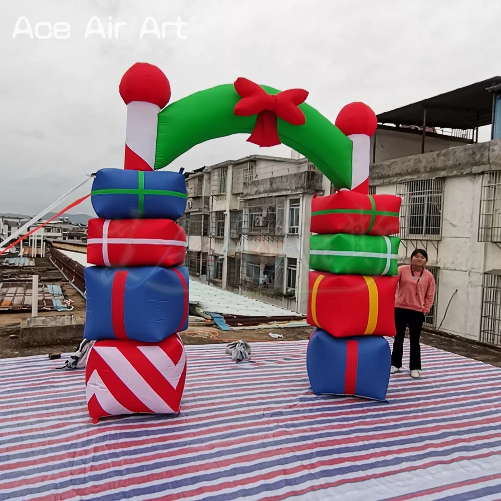 3mWx3mH Gift Box Inflatable Arch For Christmas Event Exhibition Inflatable Arch Inflatable Christmas Doorway Arch
