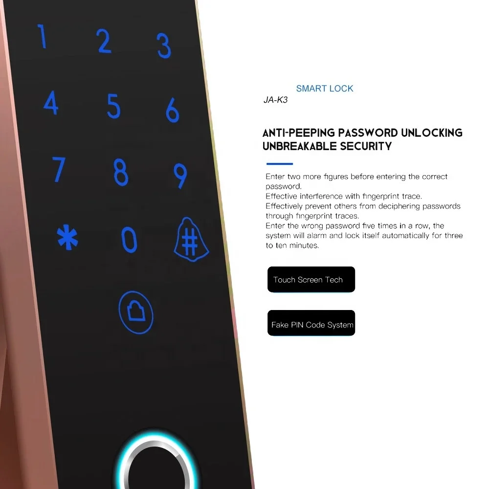 USB Rechargeable Door Lock Intelligent Smart keyless touch outdoor waterproof metal fingerprint combination padlock