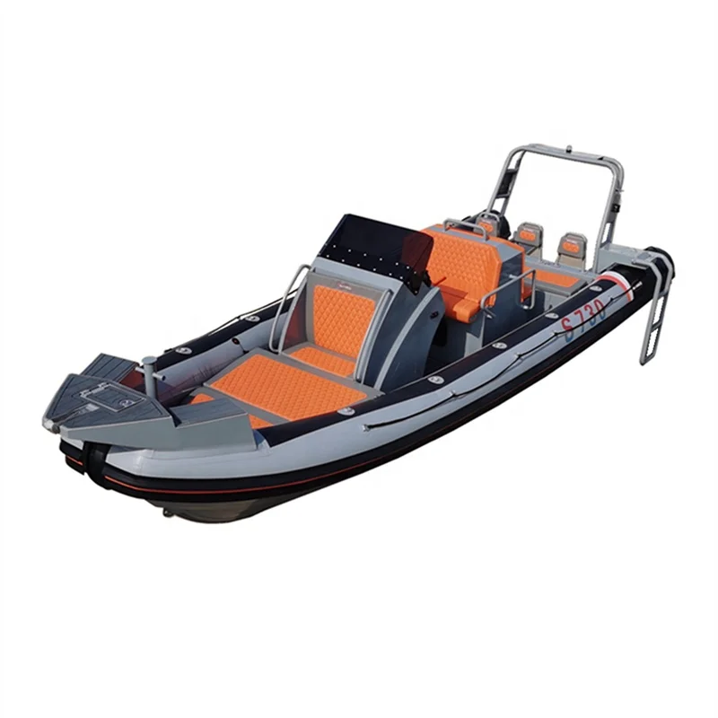 CE 760cm air fishing boat hot inflatable boat with hard aluminum hull