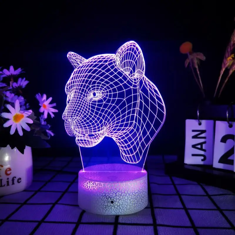 LED lion head night light intelligent multi-color atmosphere lamp 3D three-dimensional table lamp