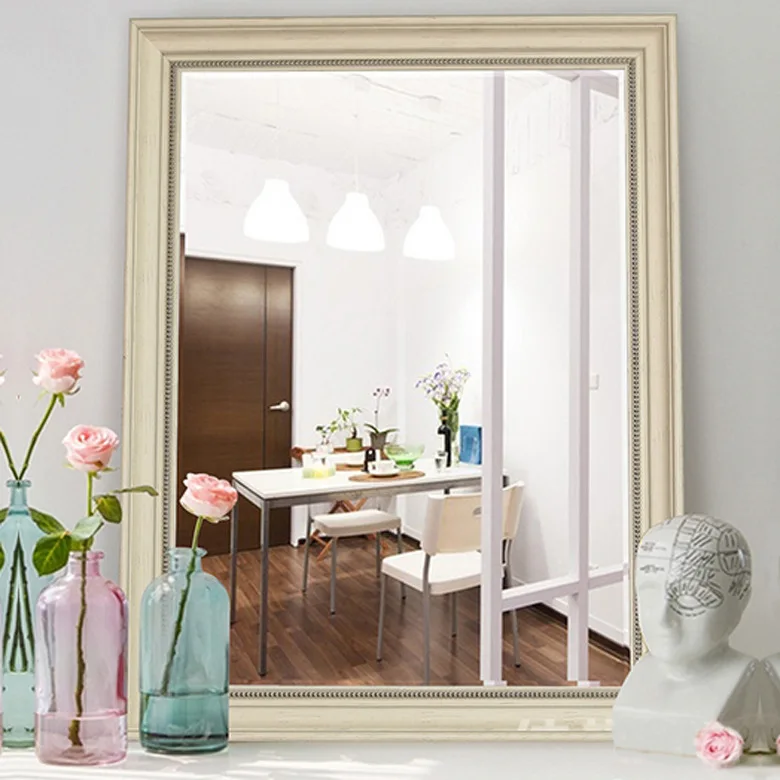 Customized with Logo Hotel Bathroom Mirror, Wholesale Mirror frame, silver half-length hanging mirror PS foam mirror frame