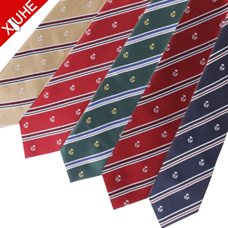 Colorful Mens Silk Tie Custom LOGO Boys Uniform Necktie School Custom Striped Polyester Ties