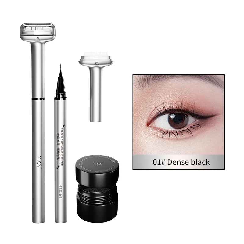 Private Label 3 in 1 Liquid Eyeliner Pen Eyelash Stamp Seal Brown Waterproof Long-lasting Lower Eyelash Eyeliner Pencil Pen