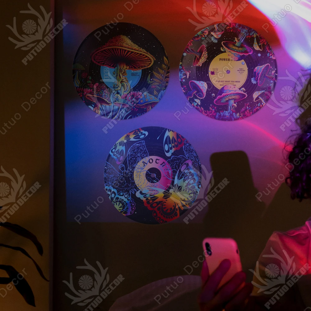 Putuo Decor PVC Vintage Aesthetic Music Records for Hippie Room Bedroom Decor Vinyl Records Wall Decor