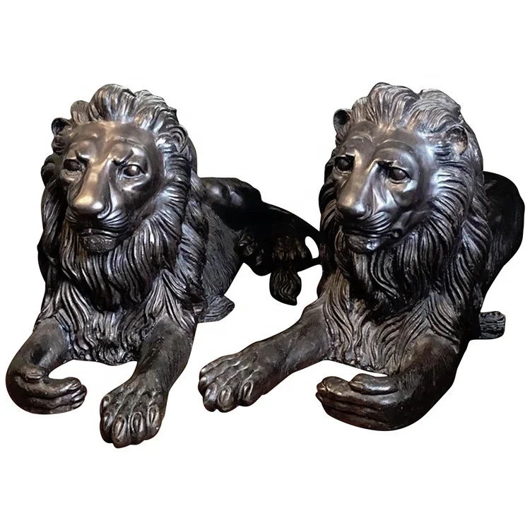 bronze casting metal animal a pair of lion statues