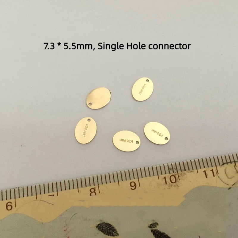 GP permanent Jewelry Tags for chains Rectangle Oval Engravable Hang Name Logo 14K Gold Filled Charms wholesale