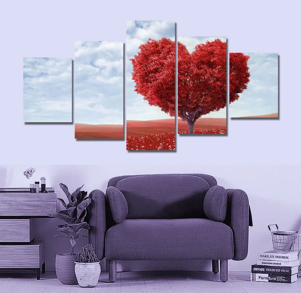Large 5 Panel Abstract Home Goods Wall Art Canvas Painting